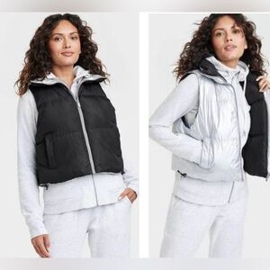 Women's Reversible Snowsport Short Puffer Vest - All in Motion Black M
